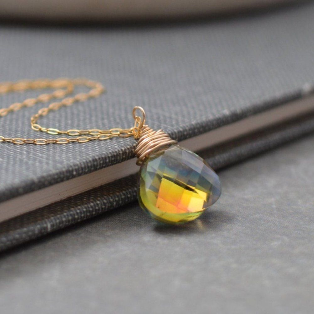 Crystal Necklace Swarovski Wire Wrapped Pendant